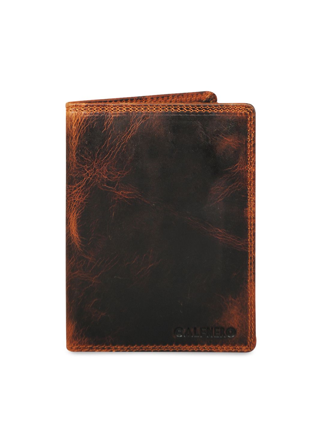 CALFNERO Unisex Brown Solid Leather Passport Holder Price in India