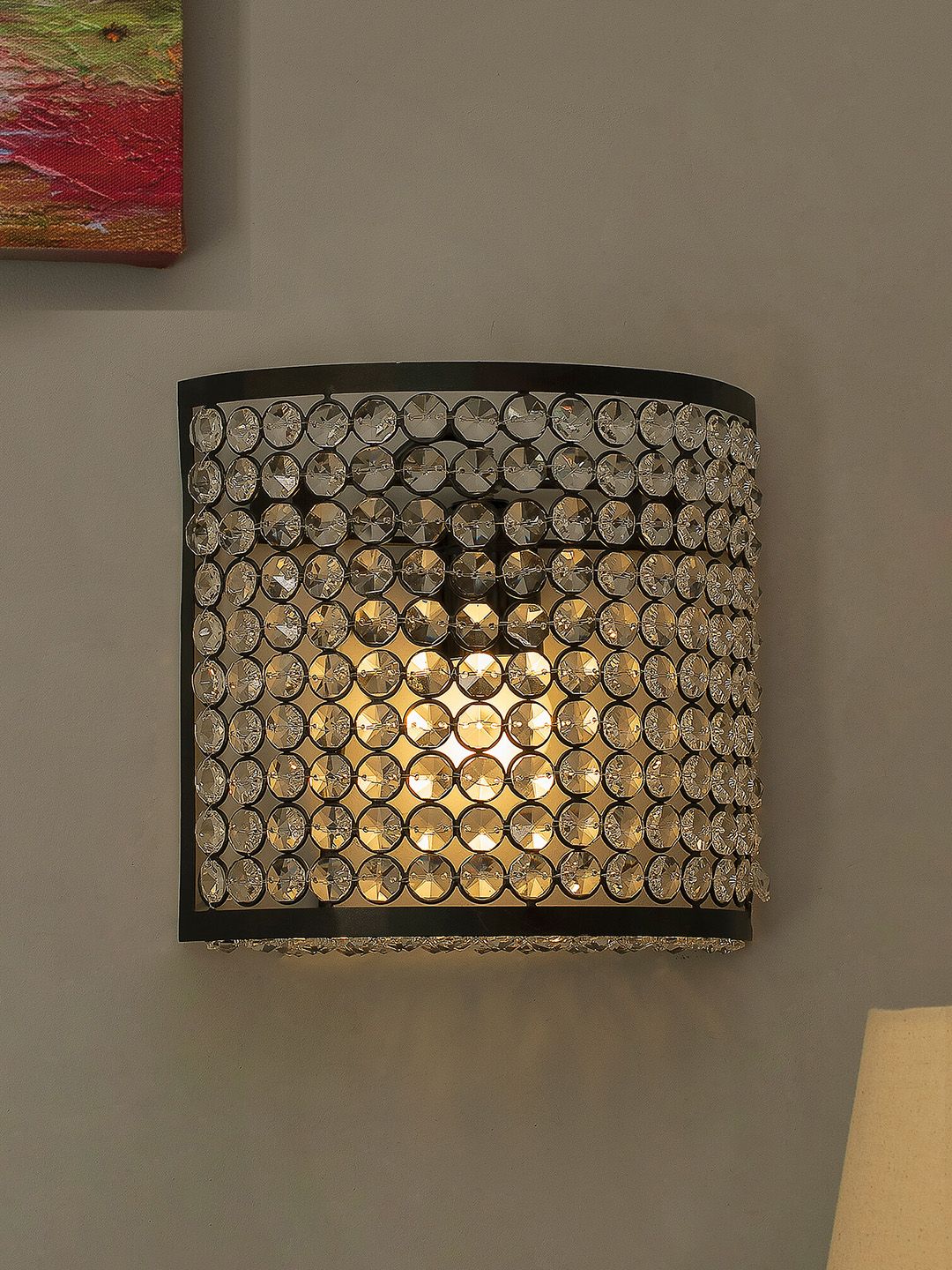 Homesake Black Textured Crystal French Wall Sconce Lamp Price in India