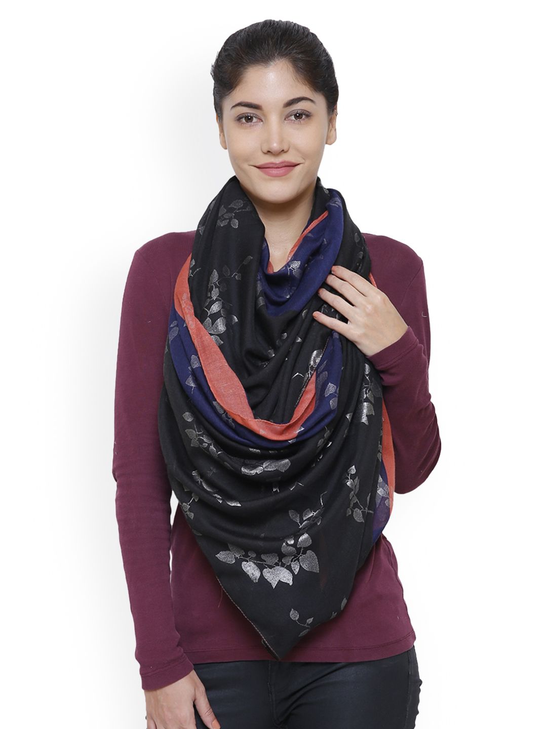 Citypret Navy Blue Printed Scarf Price in India