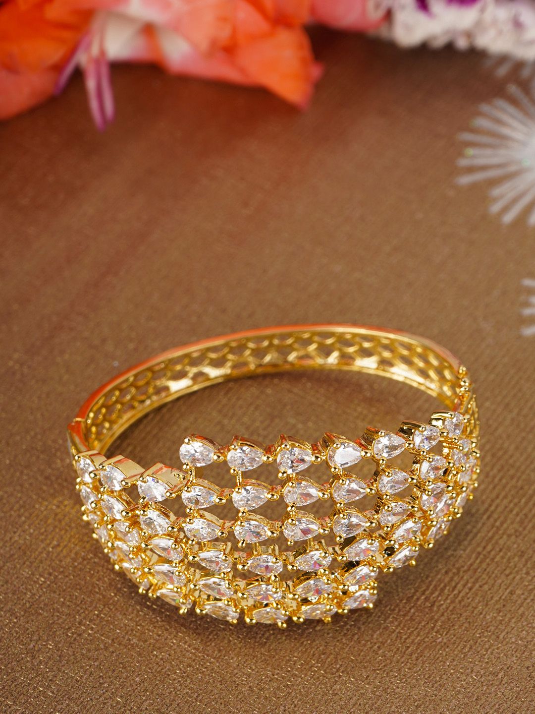 Priyaasi Gold-Plated Brass Handcrafted Bangle-Style Bracelet Price in India