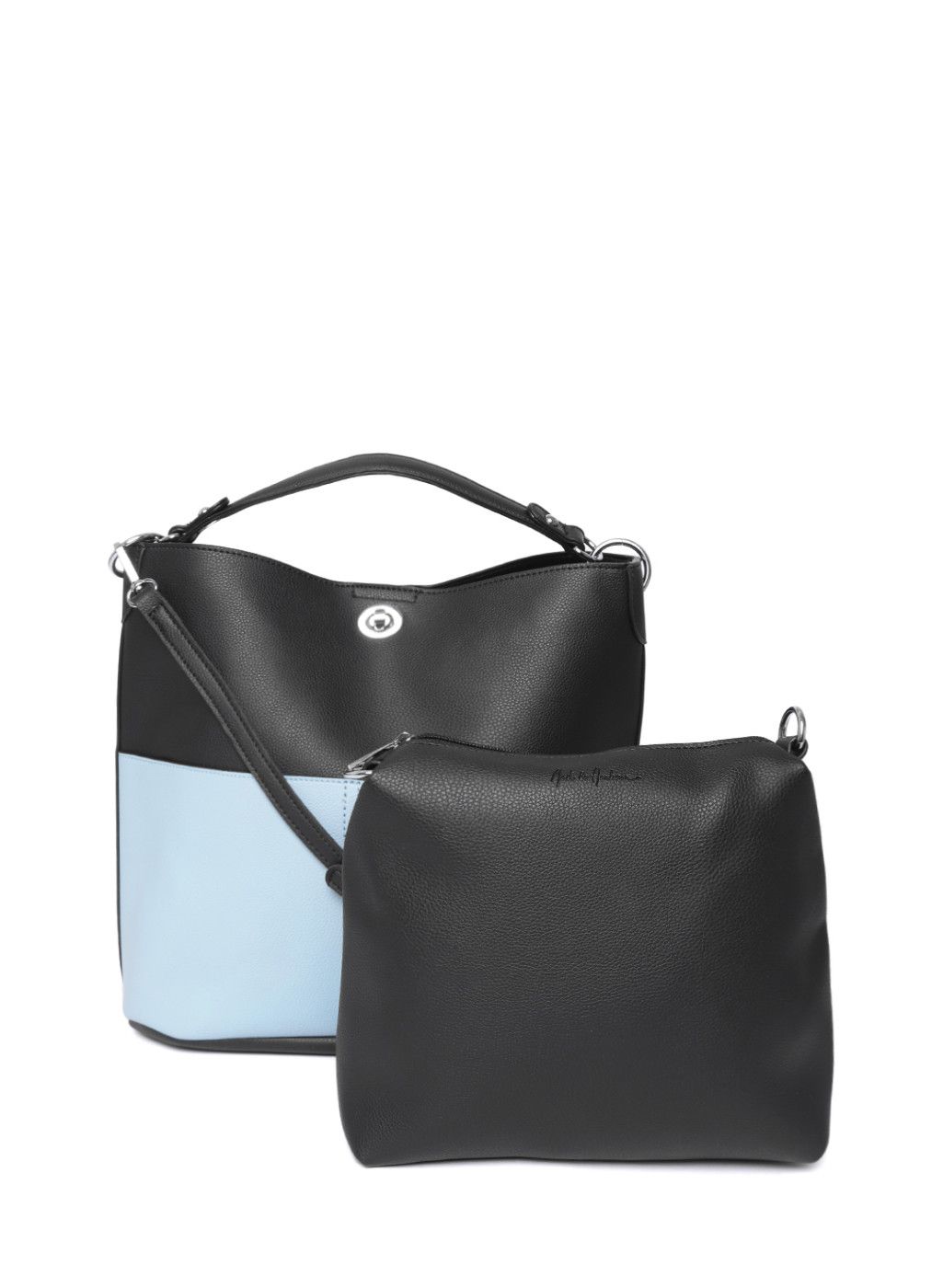Mast & Harbour Black & Blue Colourblocked Hobo Bag