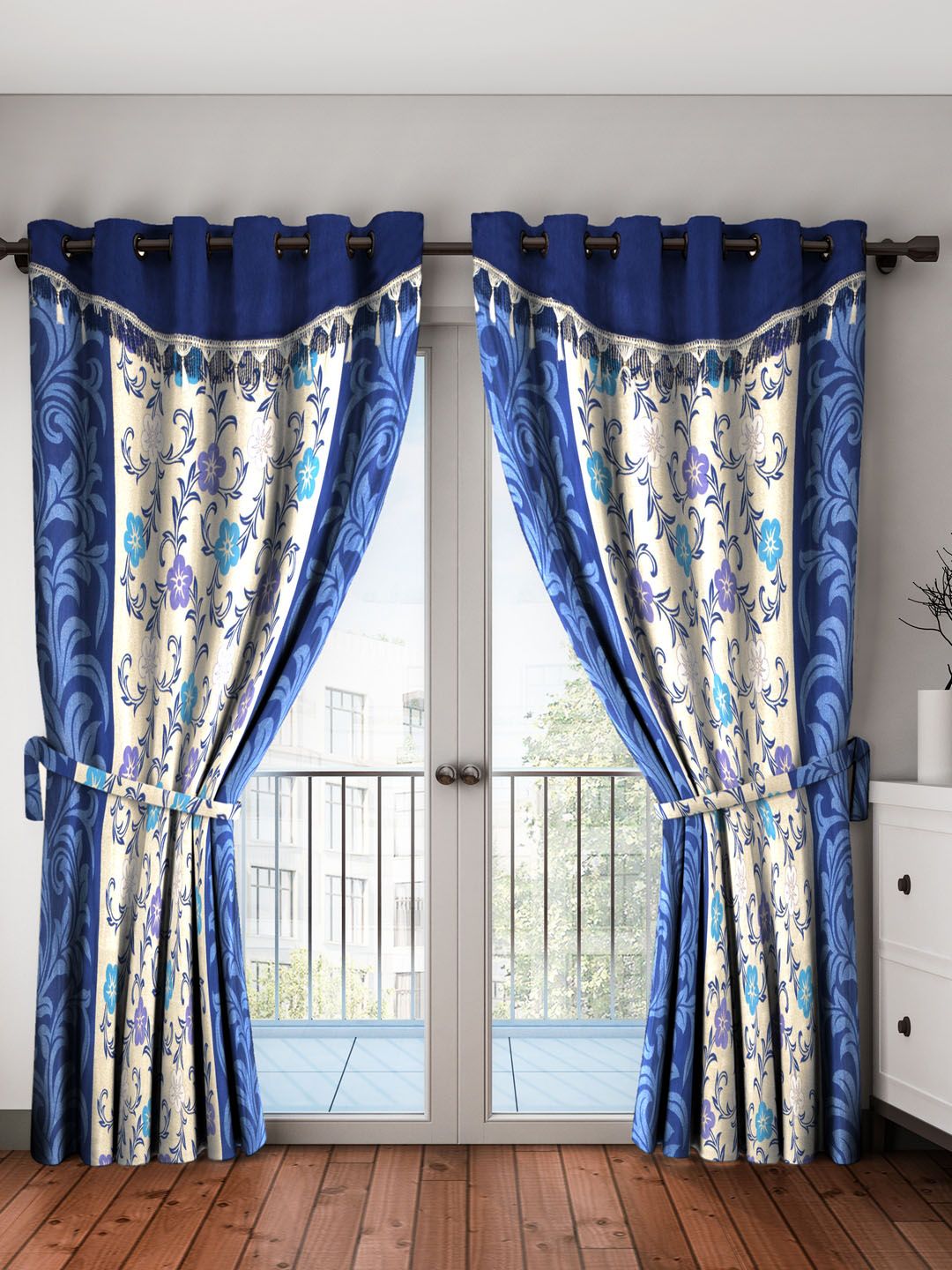 Fashion String Set of 2 Blue Long Door Curtains Price in India