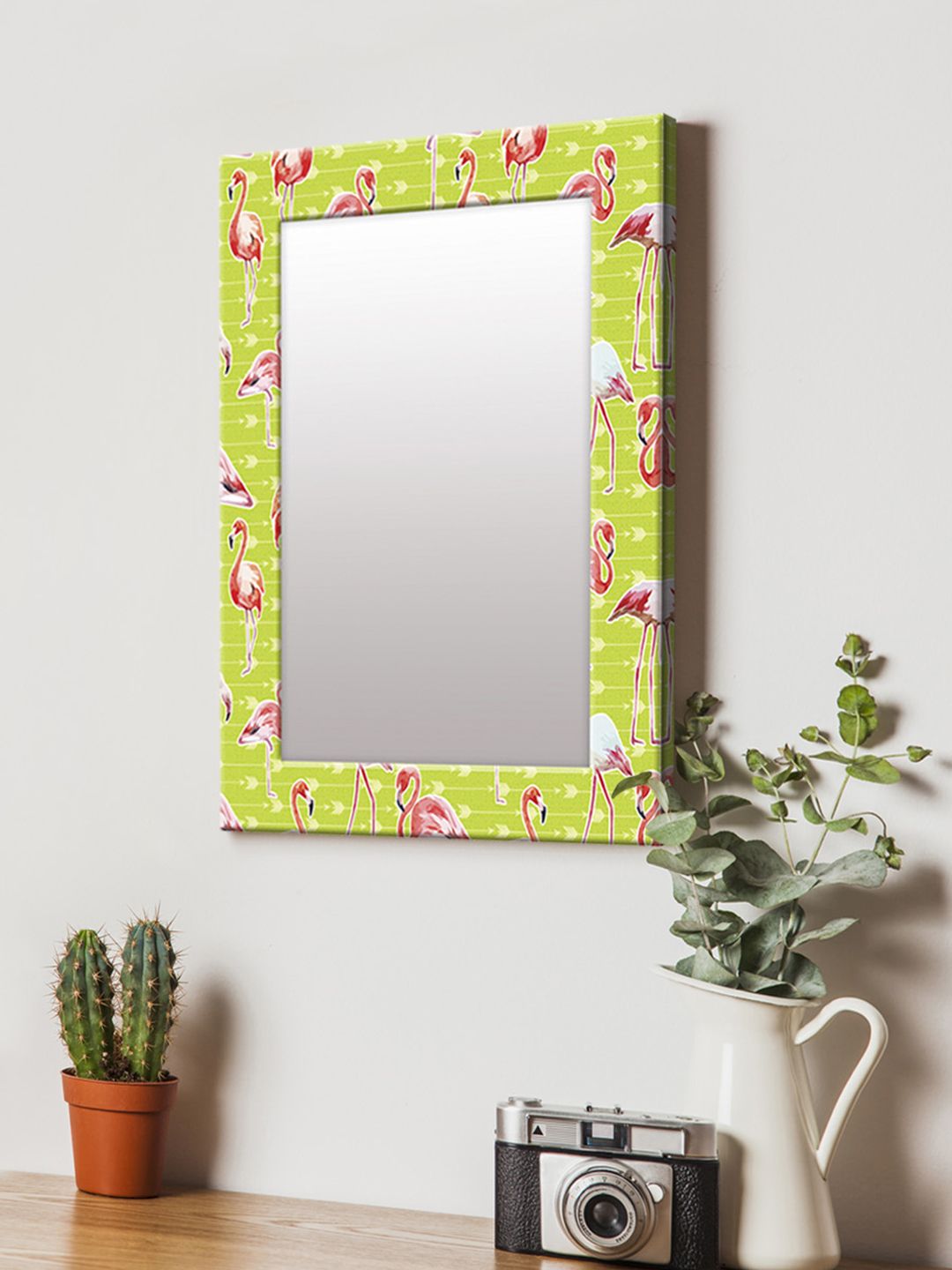 999Store Green & Red Printed MDF Wall Mirror Price in India