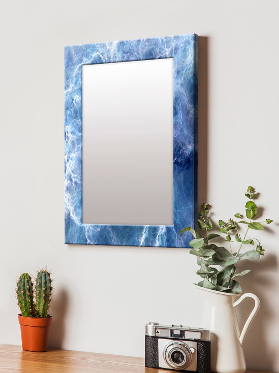 999Store Blue Printed MDF Wall Mirror Price in India
