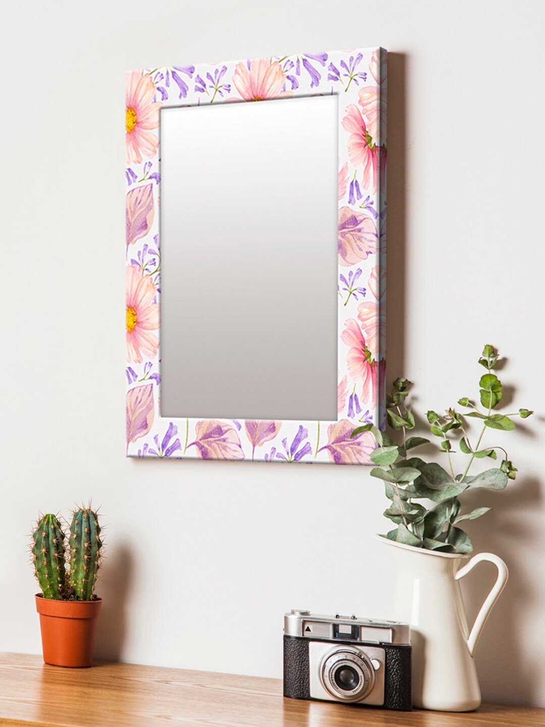 999Store Pink & Purple Printed MDF Wall Mirror Price in India