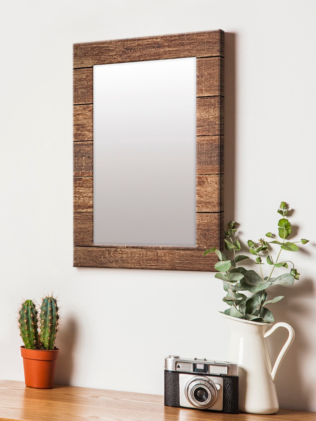 999Store Brown Printed MDF Wall Mirror Price in India