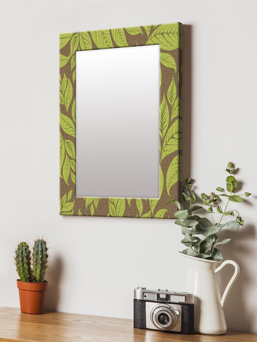 999Store Brown & Green Printed MDF Wall Mirror Price in India
