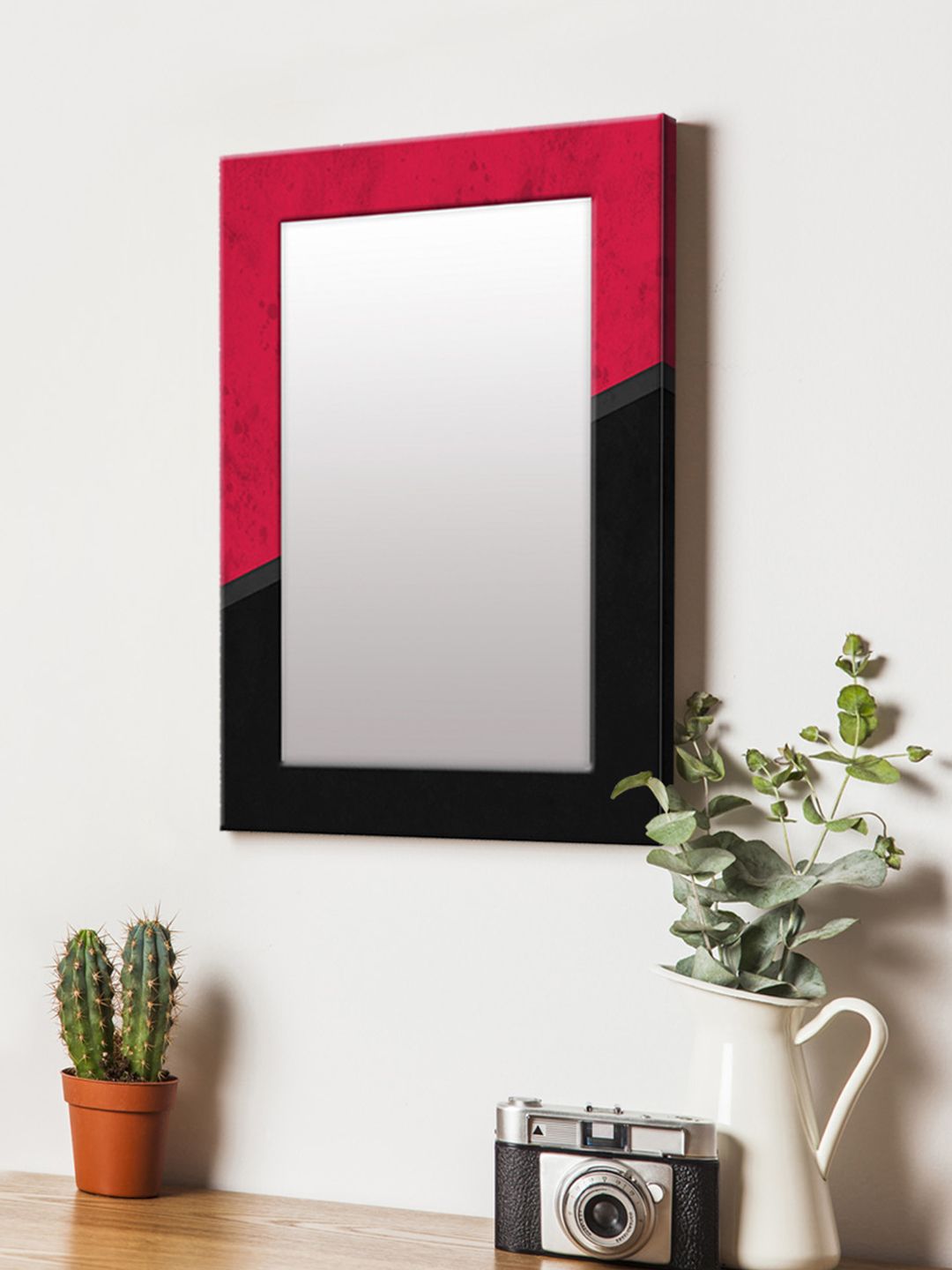 999Store Pink & Black Printed MDF Wall Mirror Price in India