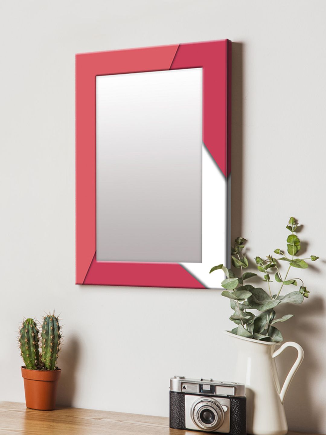 999Store Pink Printed MDF Wall Mirror Price in India