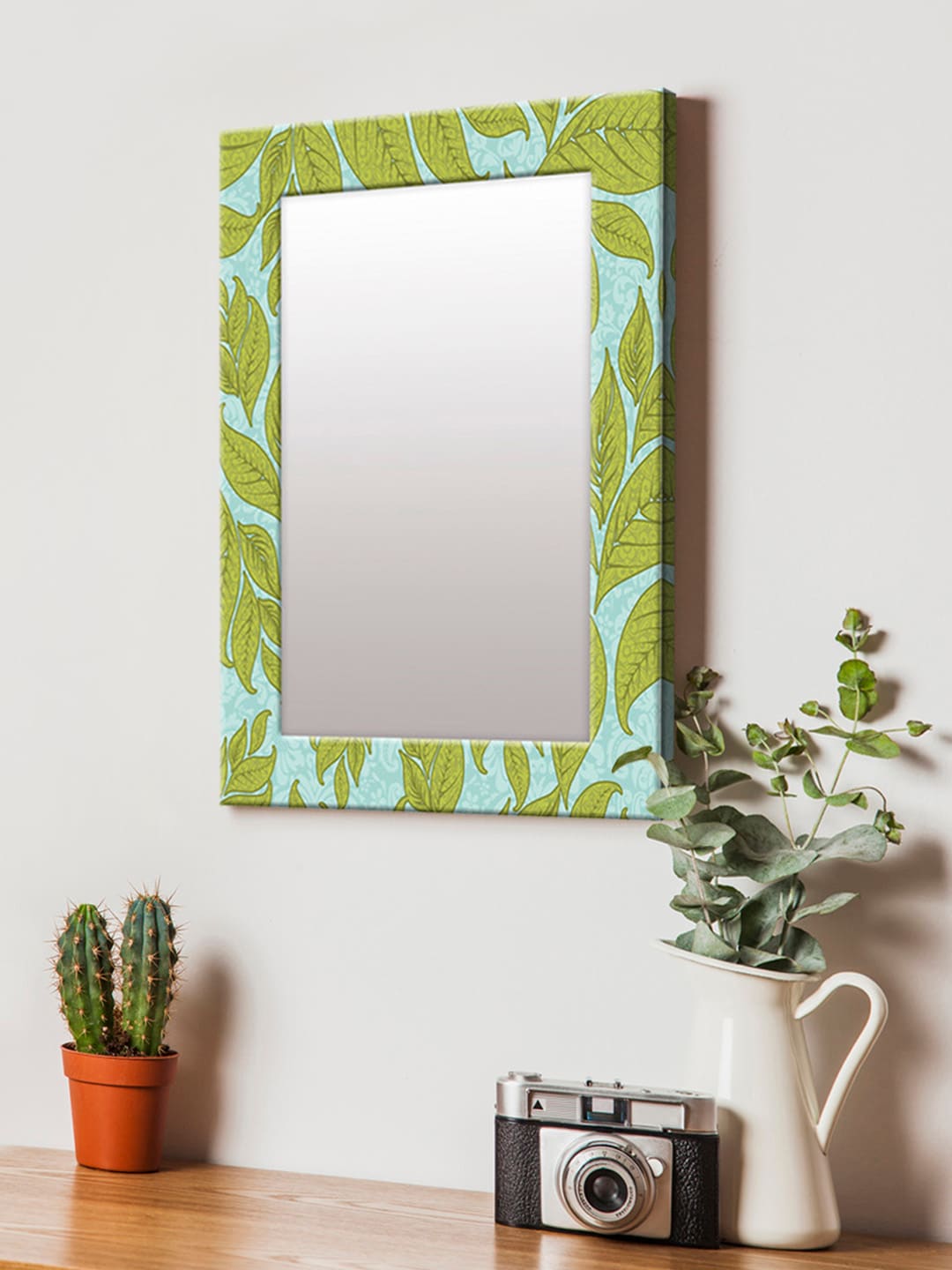 999Store Green & Blue Printed MDF Wall Mirror Price in India