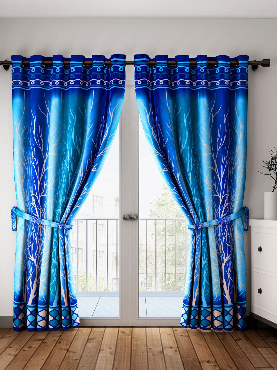 Home Sizzler Blue Set of 2 Door Curtains Price in India