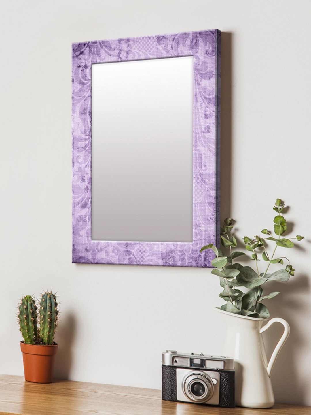 999Store Violet Printed MDF Wall Mirror Price in India