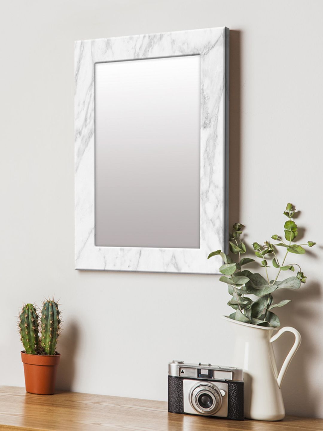 999Store White Printed MDF Wall Mirror Price in India