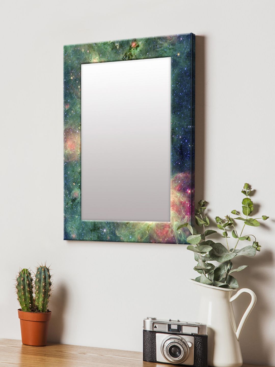 999Store Green & Blue Printed MDF Wall Mirror Price in India