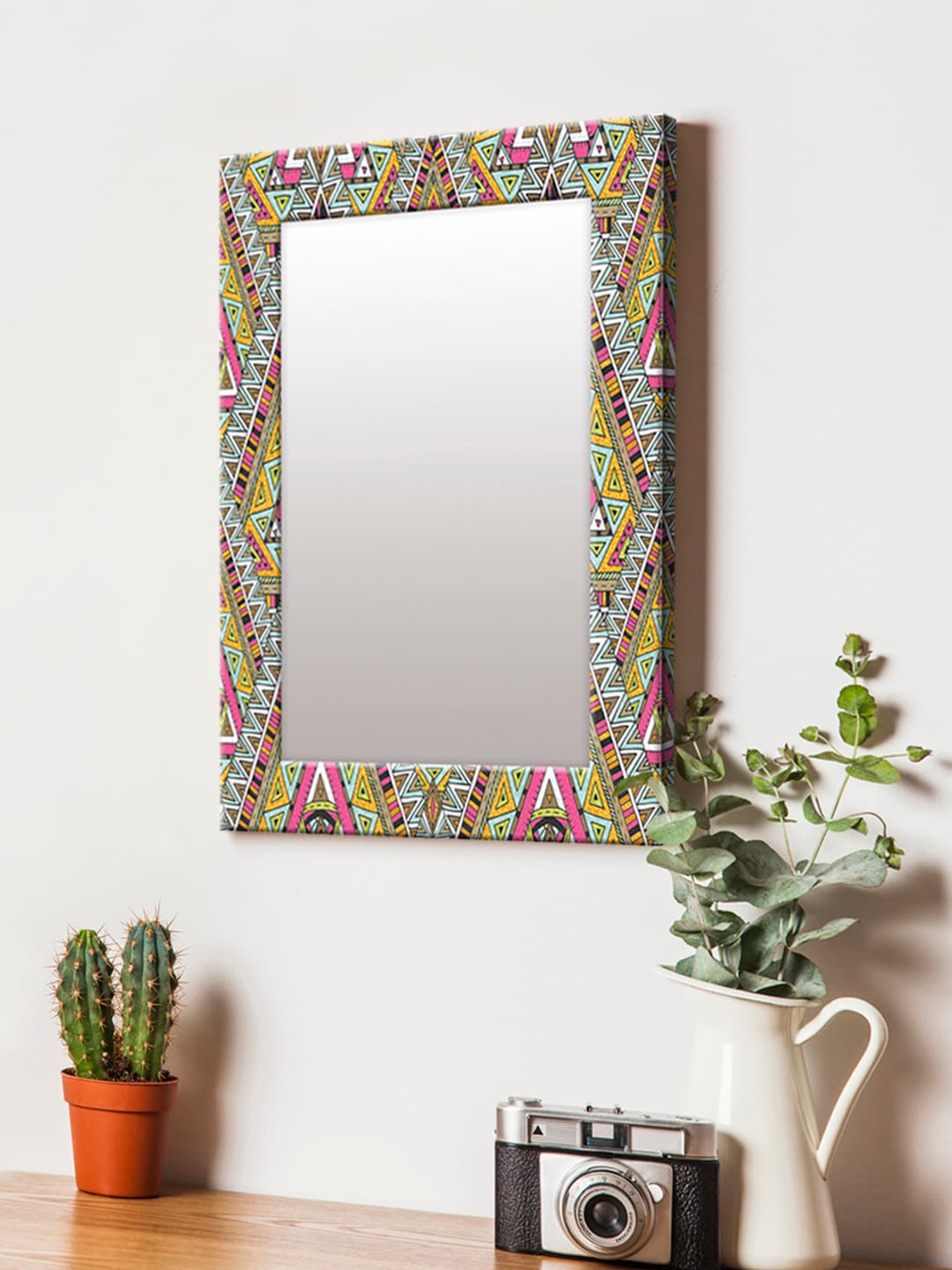 999Store Multicoloured Printed MDF Wall Mirror Price in India