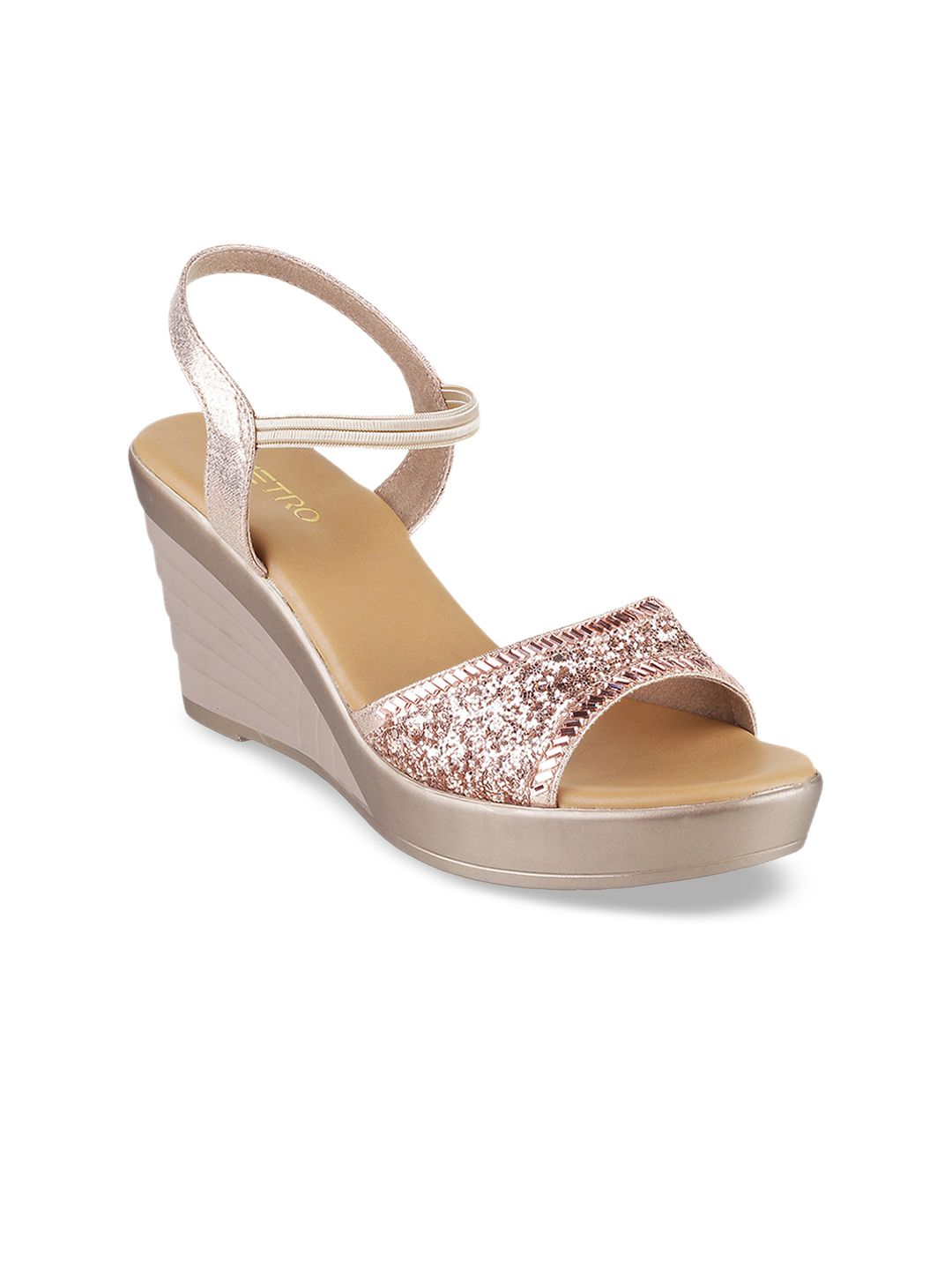Metro Women Gold-Toned Embellished Sandals Price in India