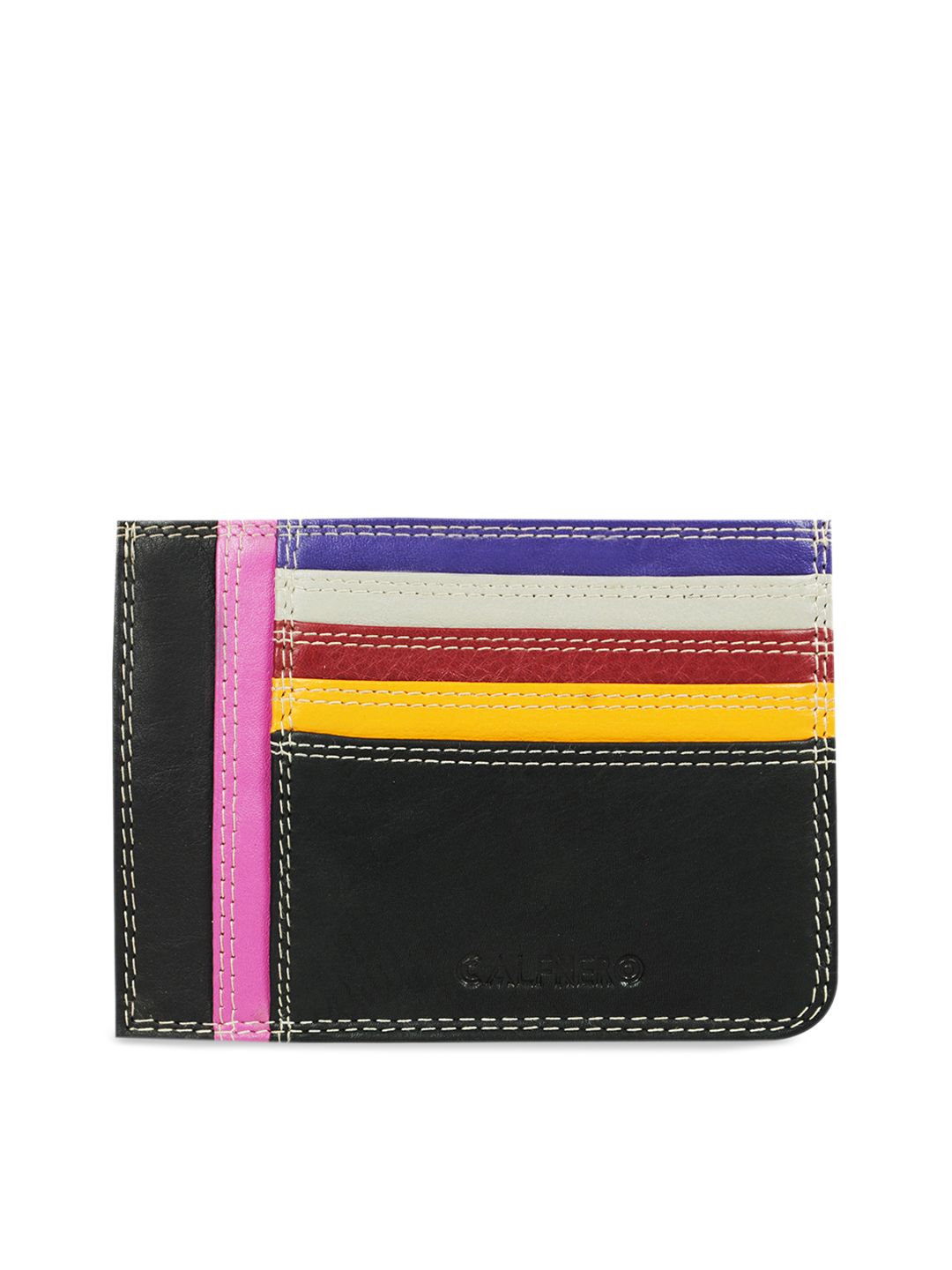 CALFNERO Unisex Multicoloured Solid Leather Card Holder Price in India