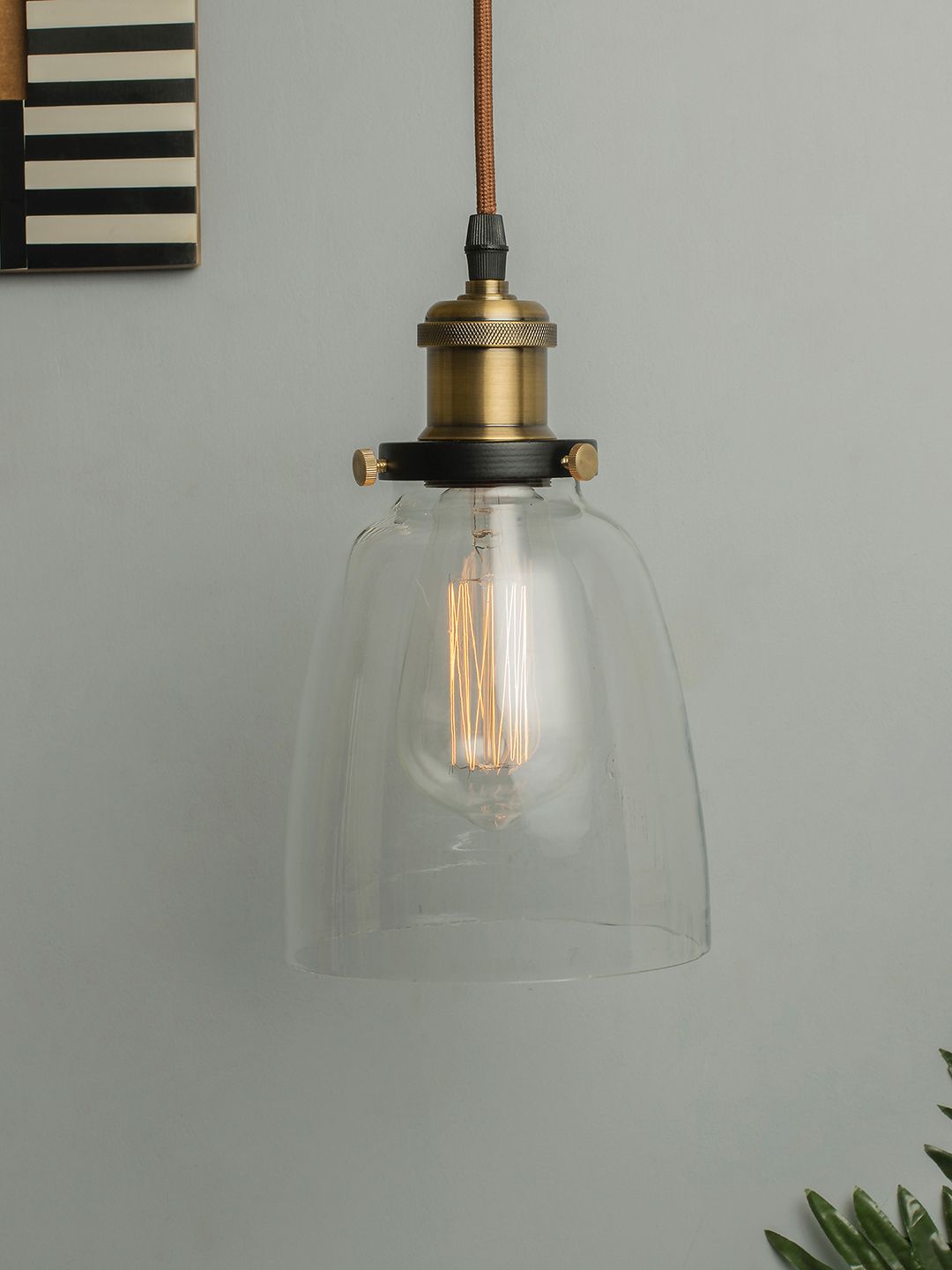 Homesake Transparent Solid Bell-Shaped Glass Handcrafted Hanging Light Price in India