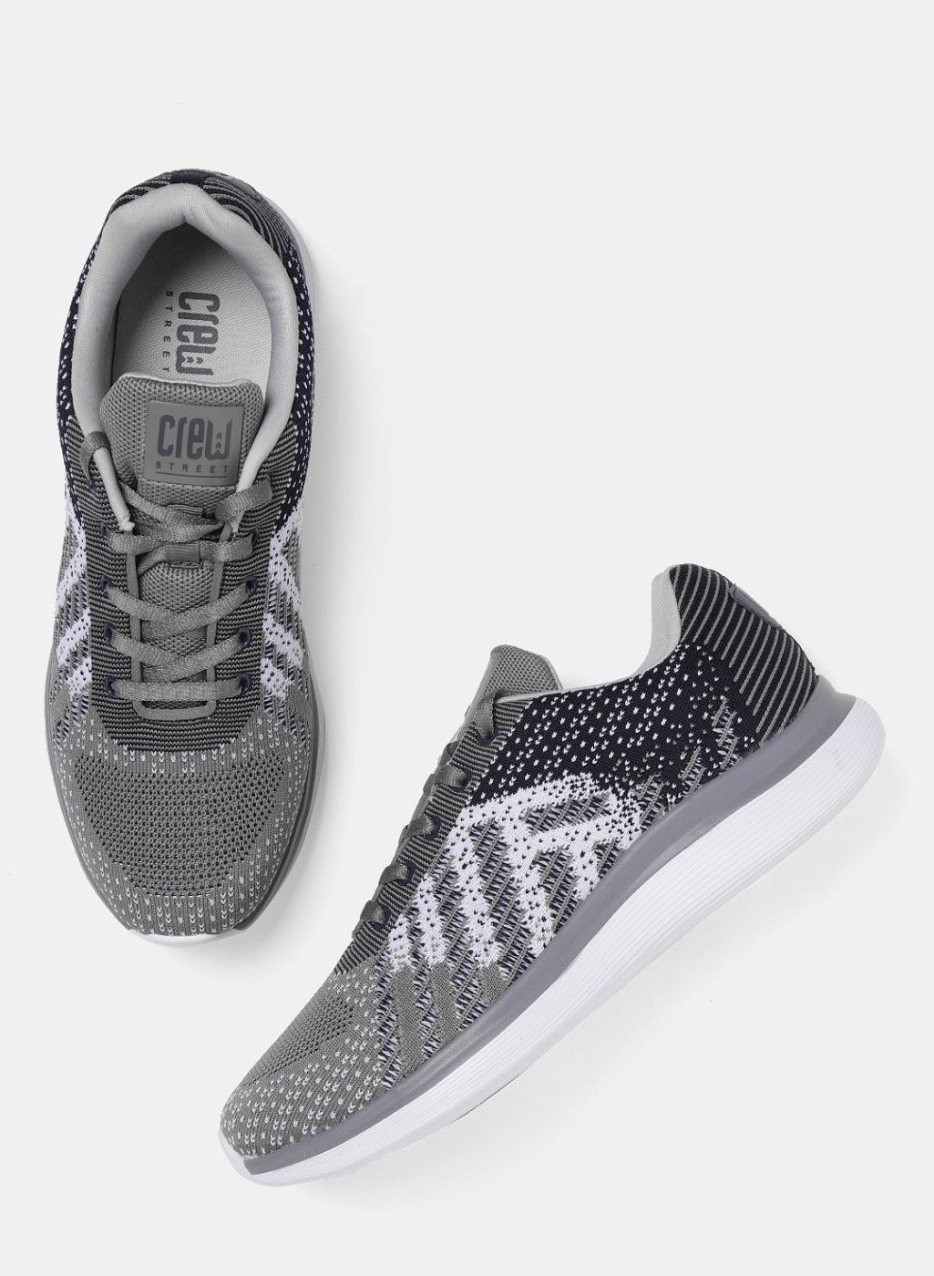 Crew STREET Grey Textile Running Shoes
