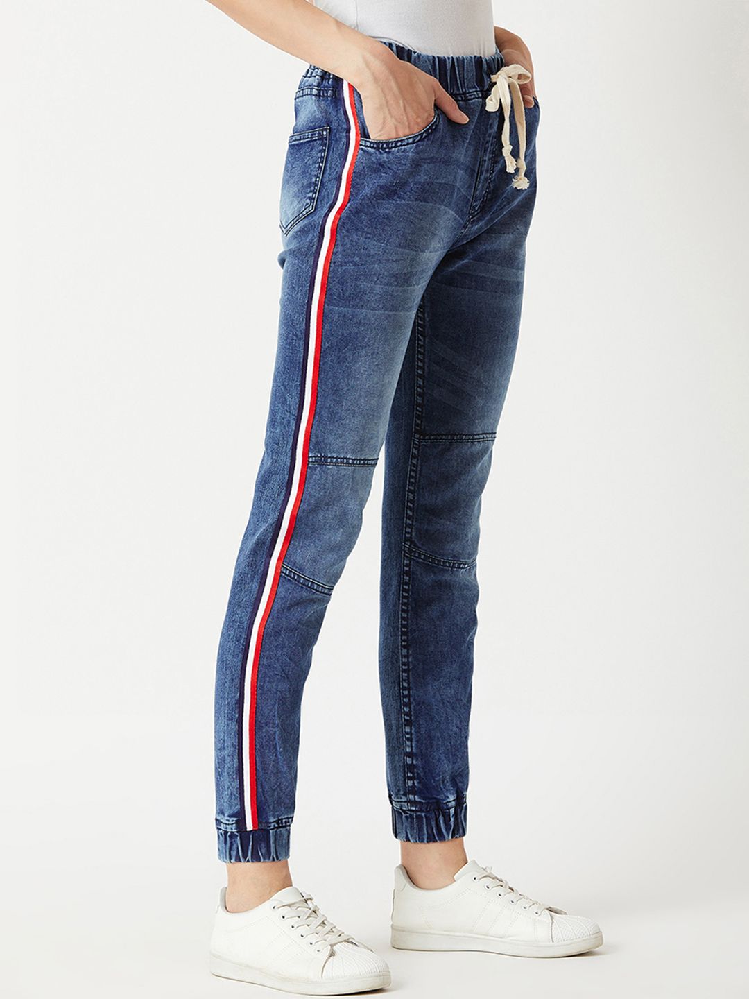 Miss Chase Women Blue Regular Fit Denim Solid Joggers Price in India