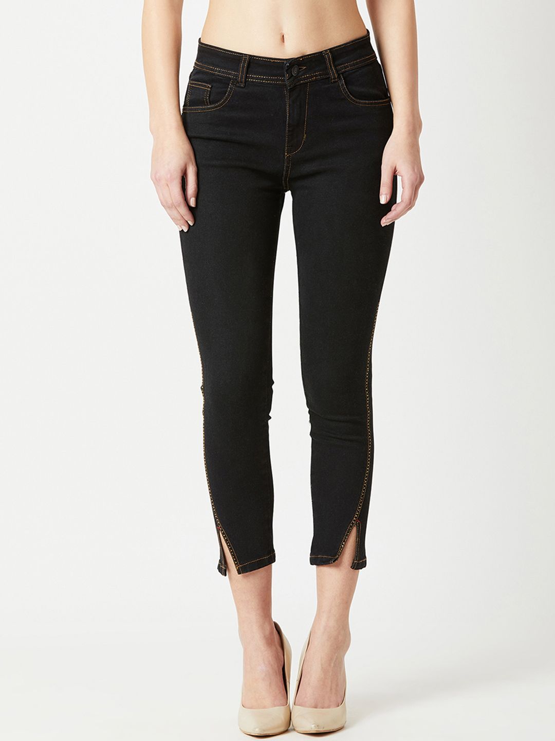 Miss Chase Women Black Skinny Fit High-Rise Clean Look Jeans Price in India