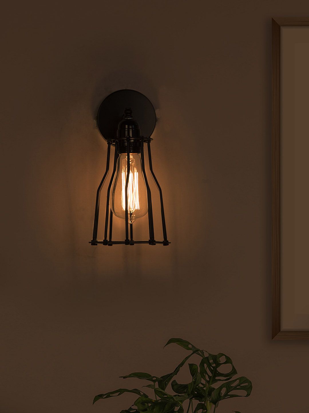 Fos Lighting Lamp Black Textured Cage Rustic Single Wall Lamp Price in India