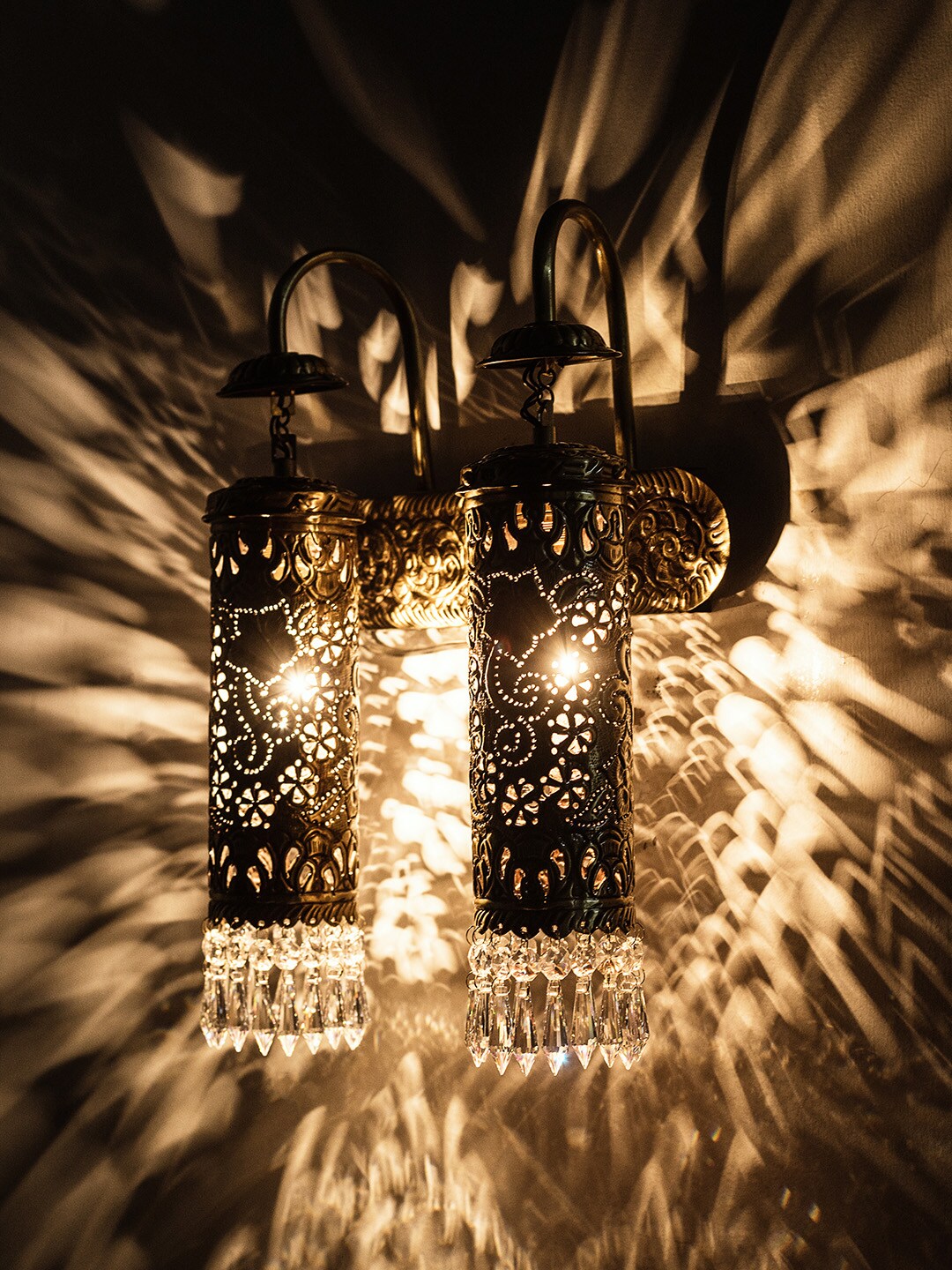 Fos Lighting Lamp Gold-Toned Textured Wall Lamp Price in India
