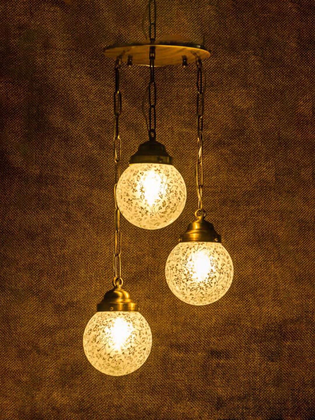Fos Lighting Gold-Toned & White Textured Hanging Cluster Light Price in India