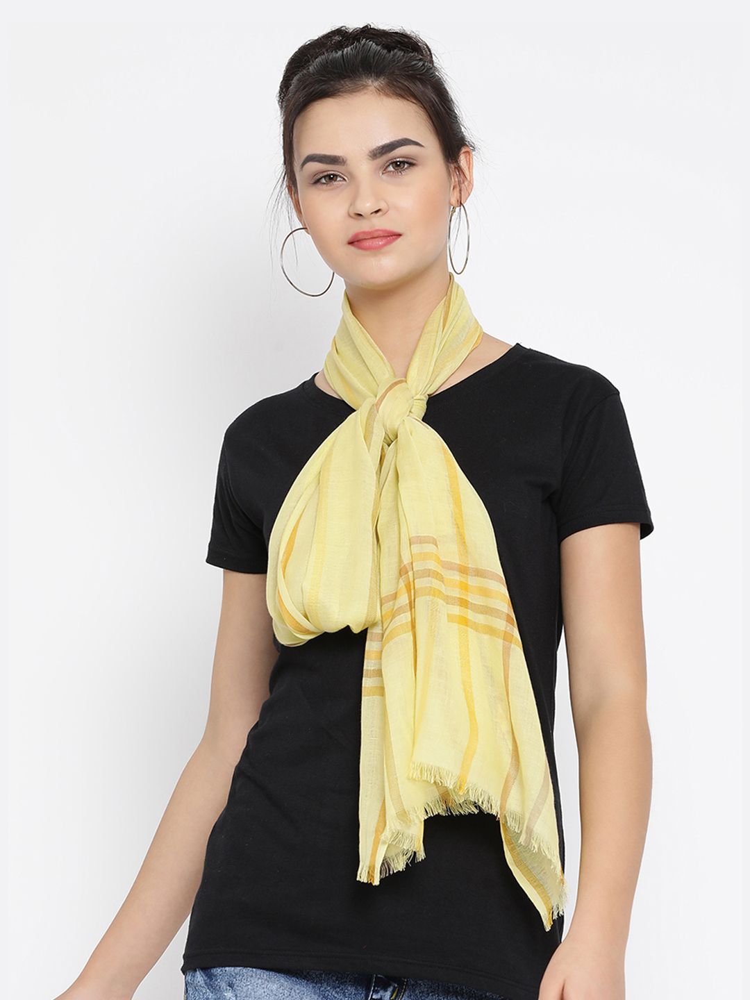 SHINGORA Women Yellow Checked Stole Price in India