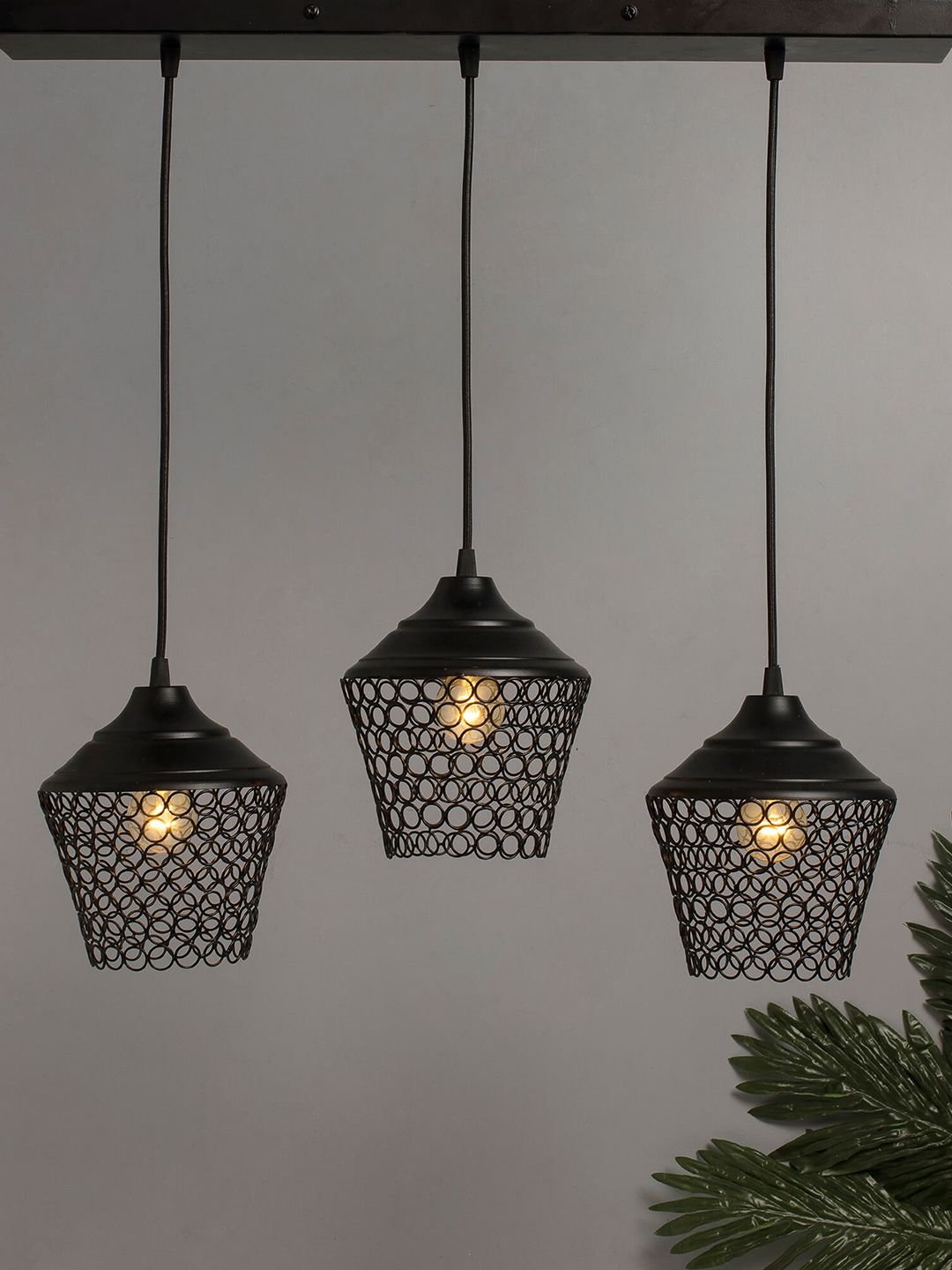 Homesake Black Textured Handcrafted Wall or Ceiling Cluster Light Price in India