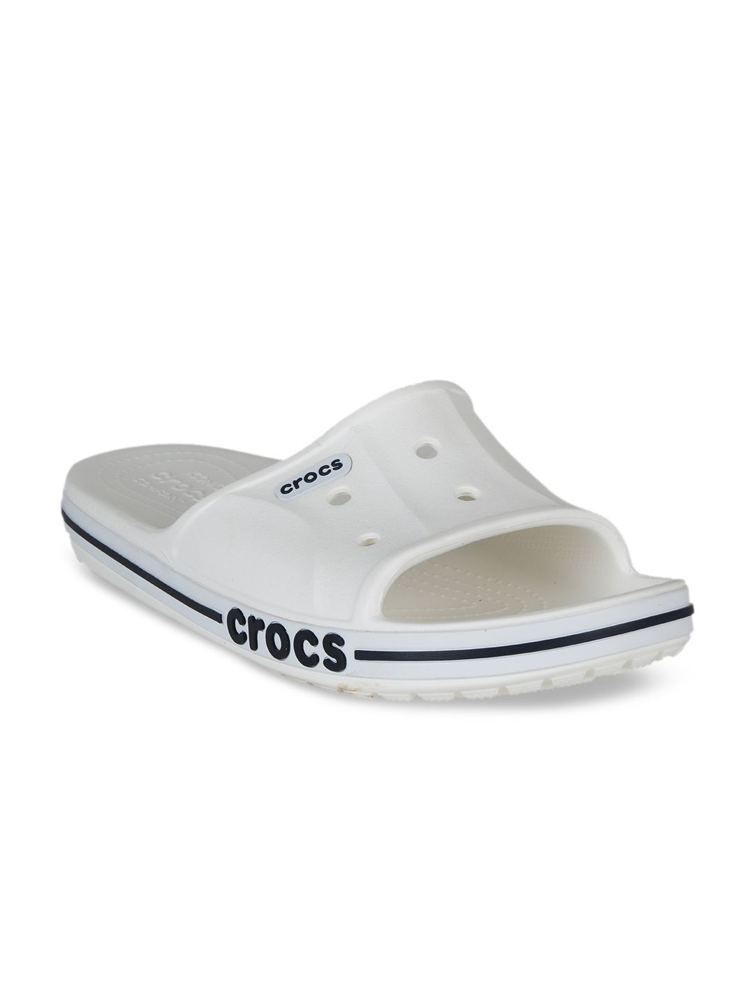 Crocs Women White Solid Sliders Price in India