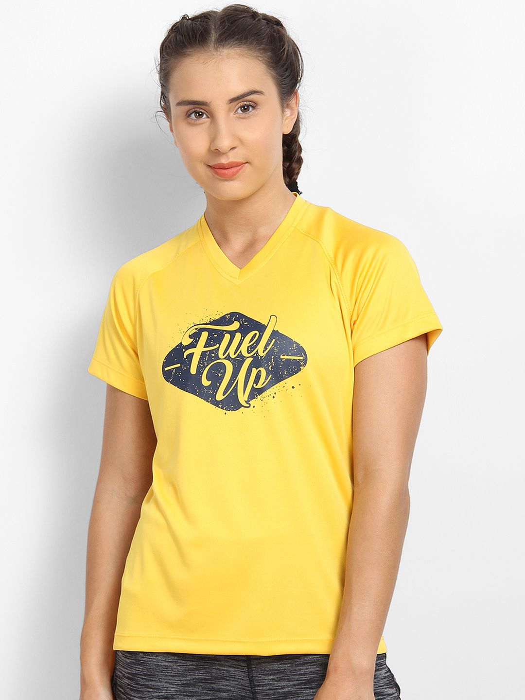 OFF LIMITS Women Yellow Printed Round Neck T-shirt Price in India