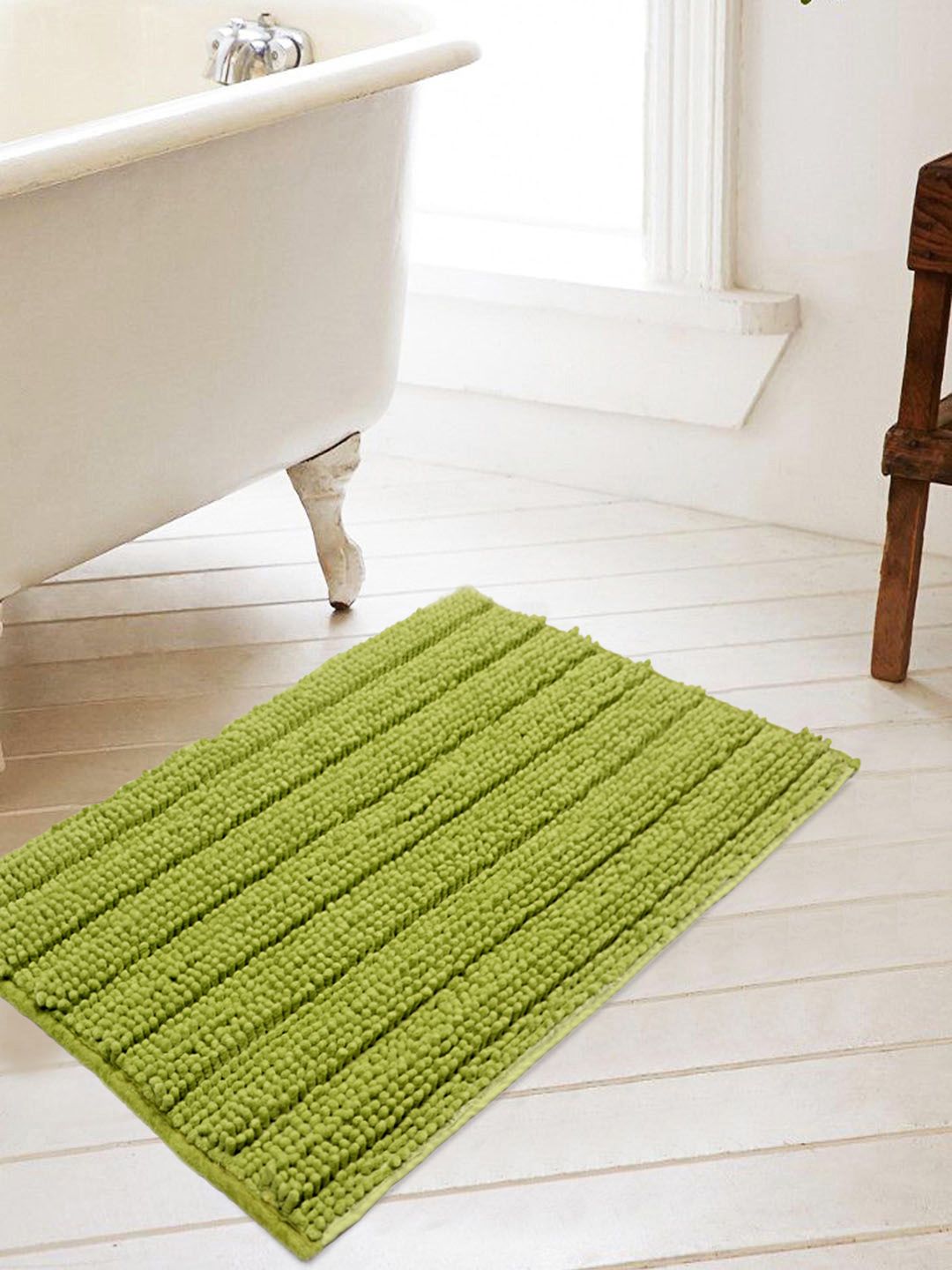 Saral Home Unisex Green Anti-Skid Bath Rug Price in India