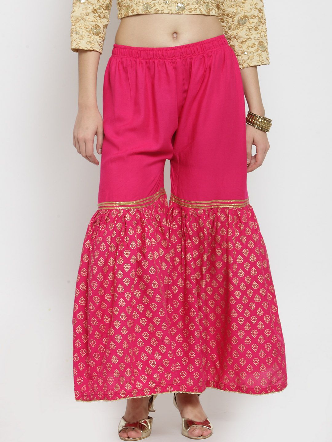 Clora Creation Women Pink Flared Printed Palazzos Price in India