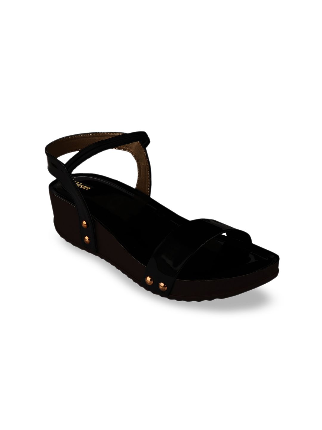 Shoetopia Women Black Solid Sandals Price in India