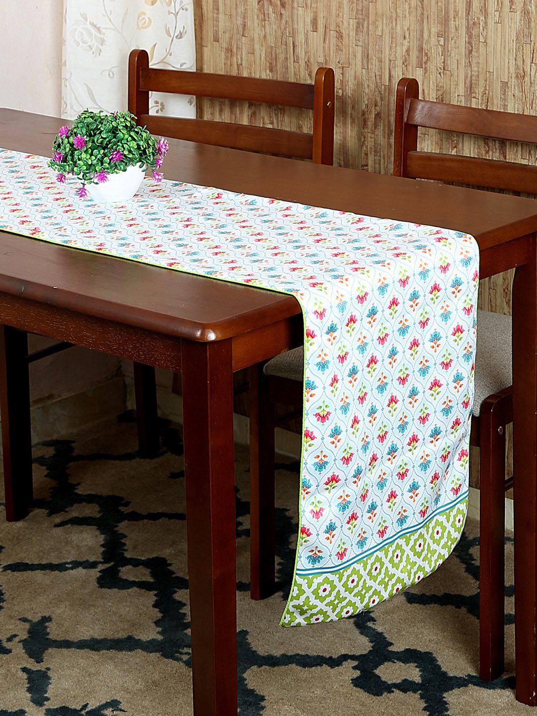 Reinvention Factory White Printed Table Runner Price in India