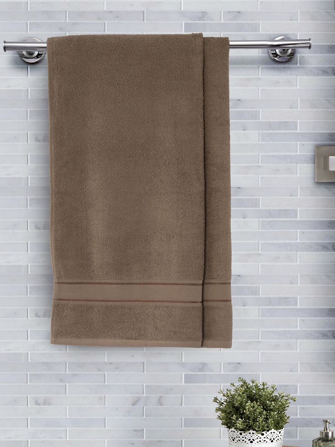 Maspar Set Of 2 Brown Bath Towels Price in India