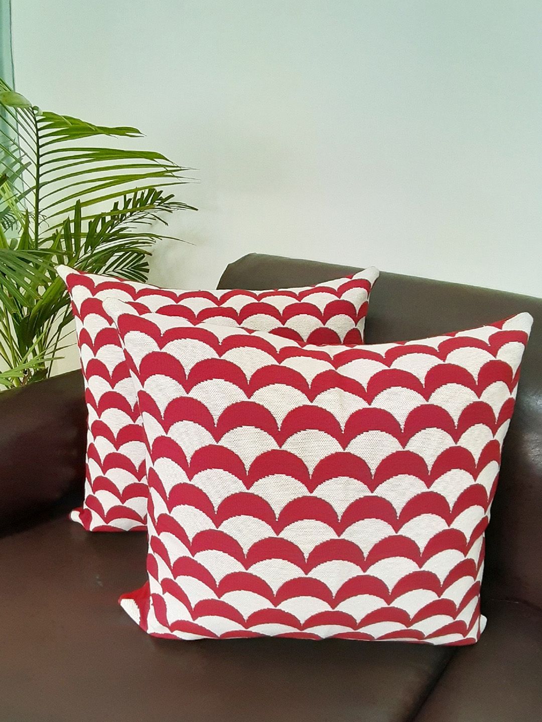Avira Home Red Set of 2 Abstract Square Cushion Covers Price in India