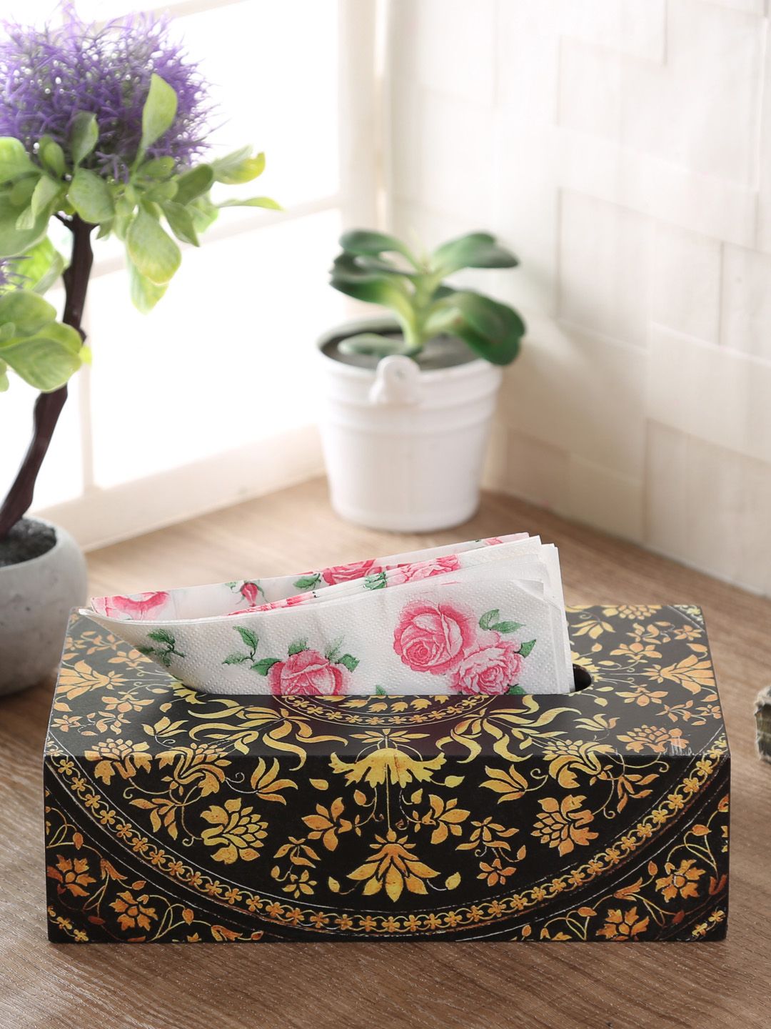 Reinvention Factory Black Printed Tissue Holder Price in India