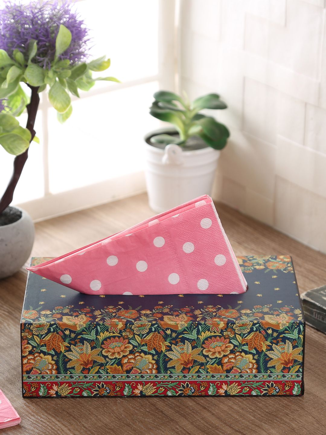 Reinvention Factory Navy Blue Printed Tissue Holder Price in India