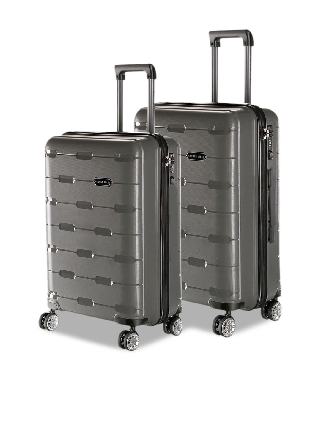 Nasher Miles Set of 2 Grey Solid Hard-Sided Trolley Bags Price in India