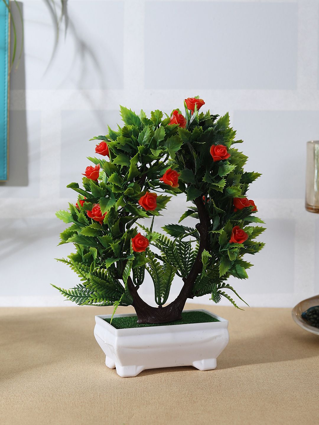 FOLIYAJ Green & Orange Artificial Plant with White Pot Price in India