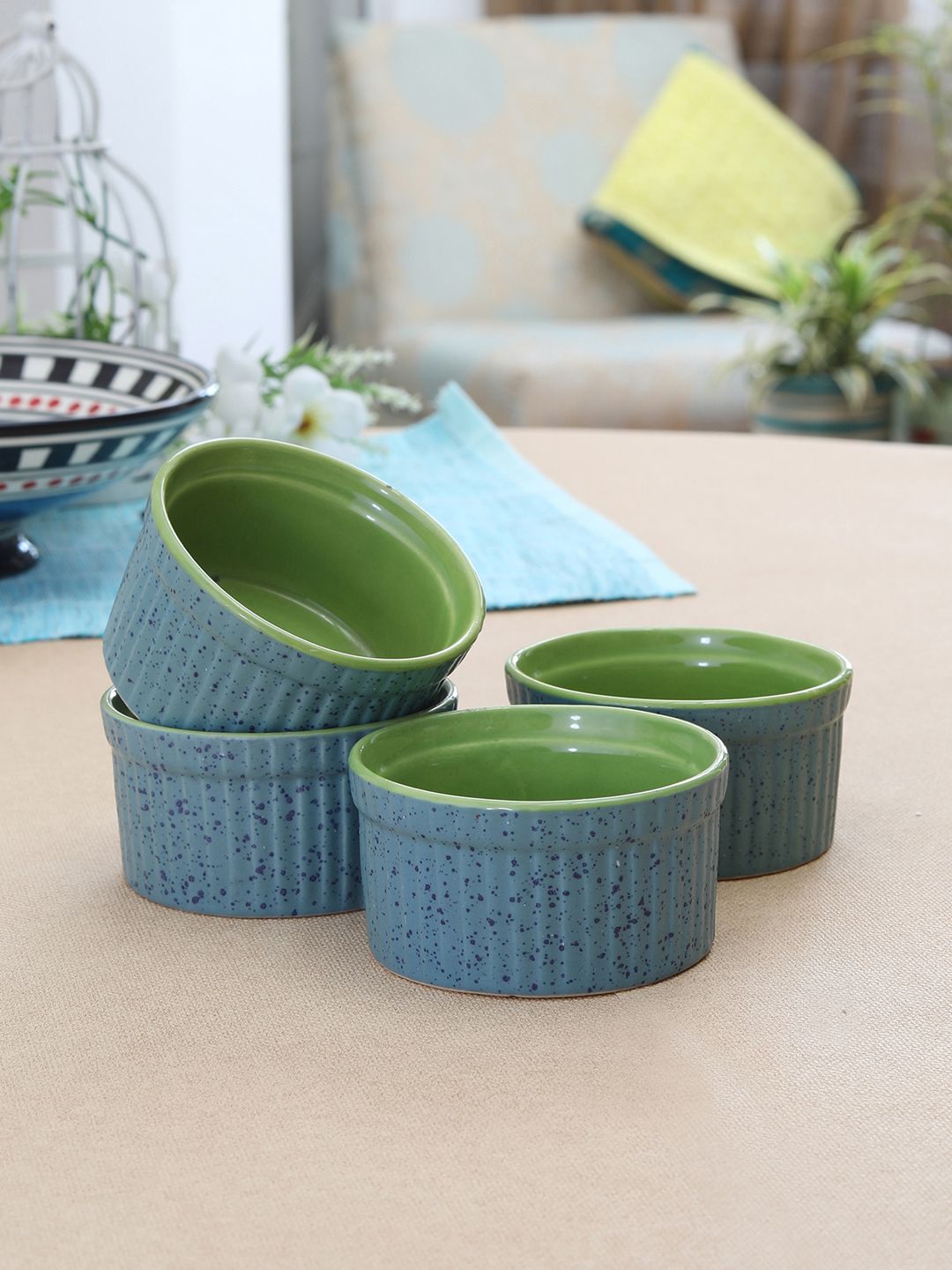 MIAH Decor Blue Textured Ceramic Set Price in India