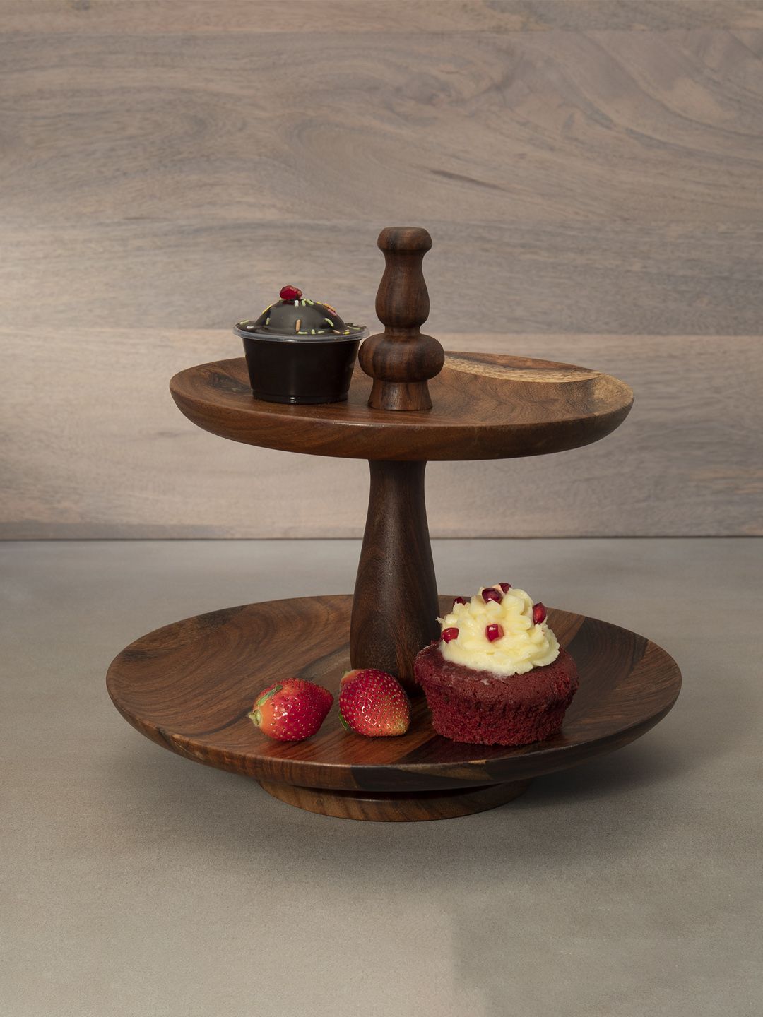 ellementry Brown Wood Cake Stand Price in India