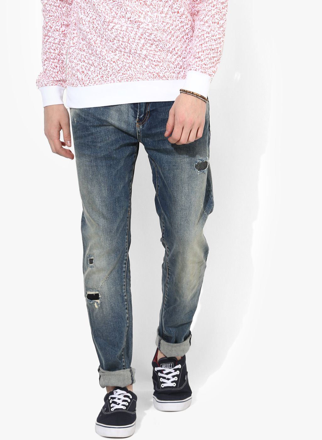 Blue Washed Mid Rise Skinny Fit Jeans