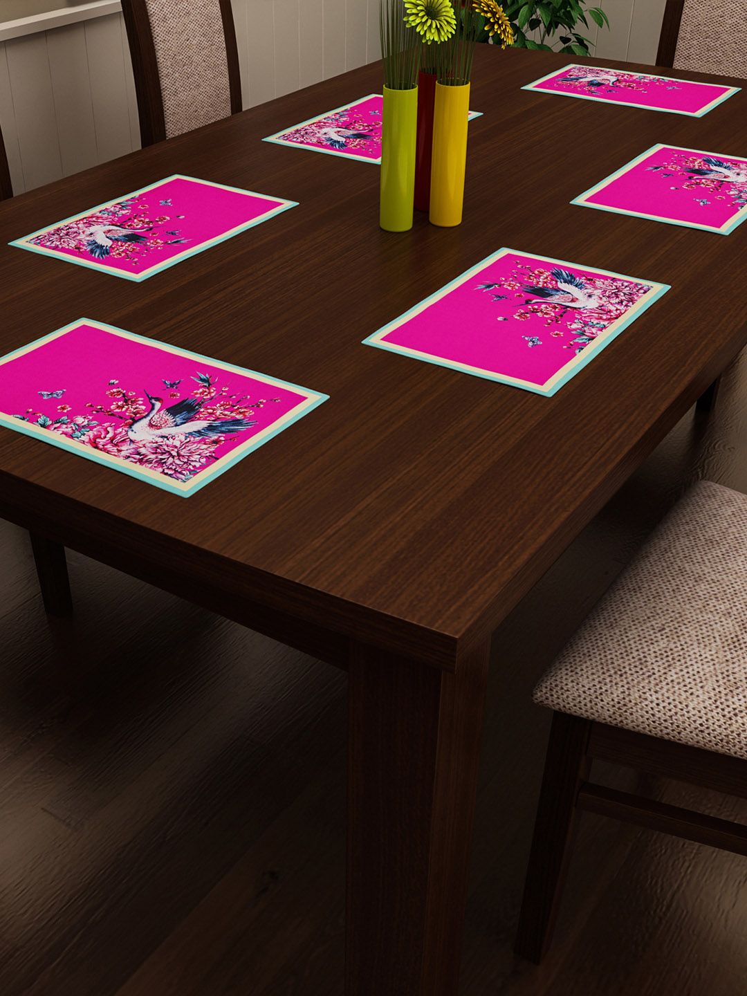 SEJ by Nisha Gupta Set of 6 Printed Table Placemats Price in India