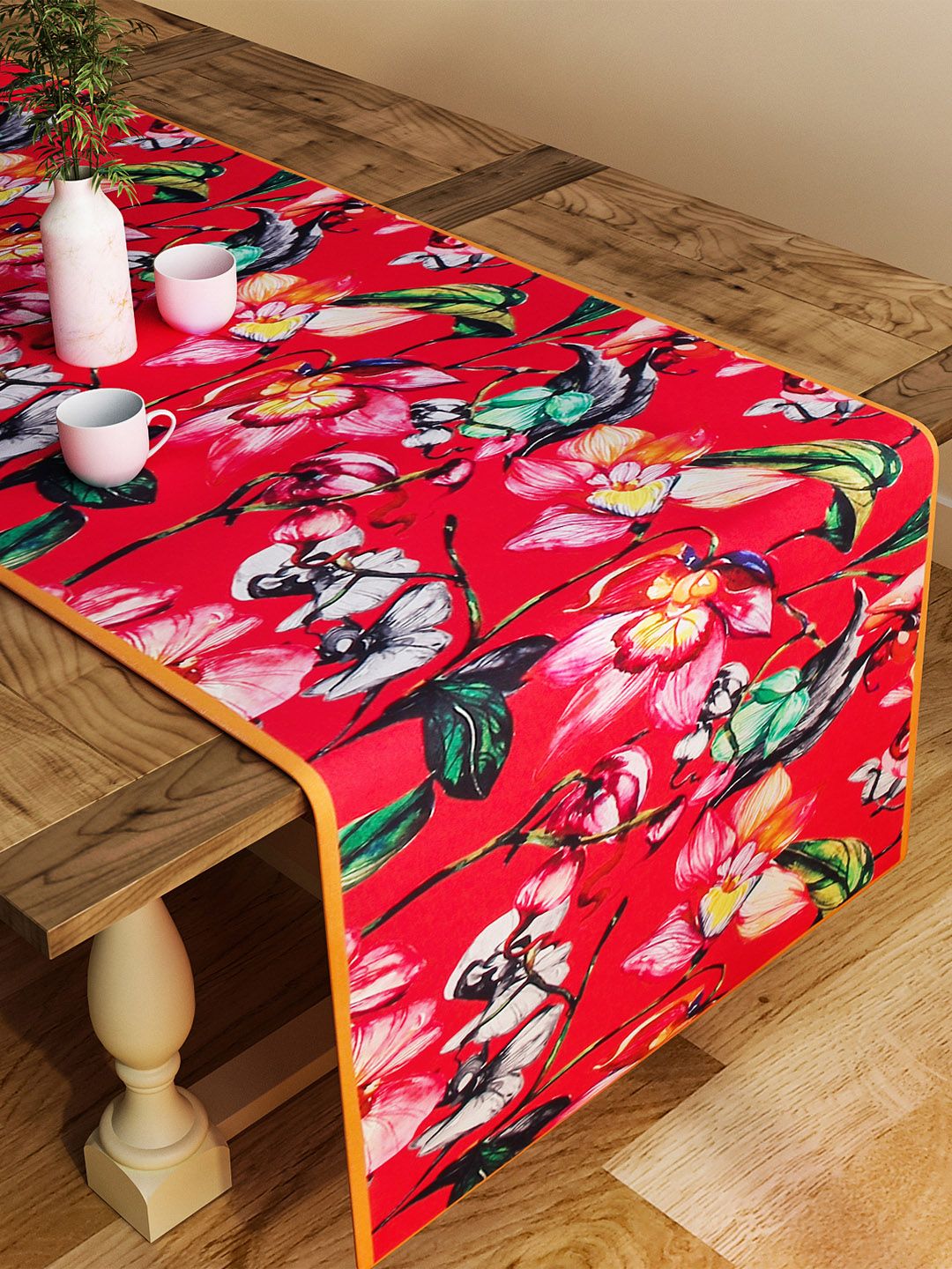 SEJ by Nisha Gupta Red & Multicoloured Printed Table Runner Price in India