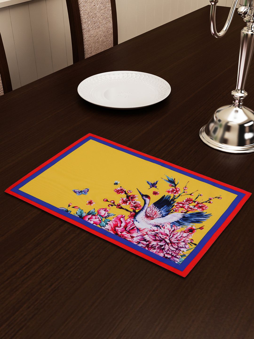 SEJ by Nisha Gupta Yellow & Red Printed Table Placemat Price in India
