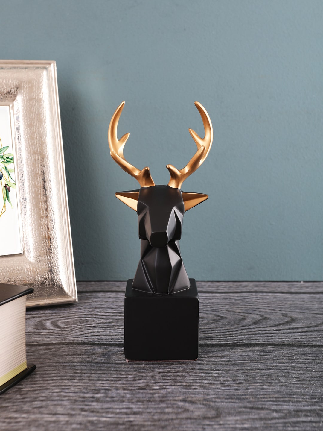 OddCroft Black & Gold-Toned Majestic Deer-Head Showpiece Price in India