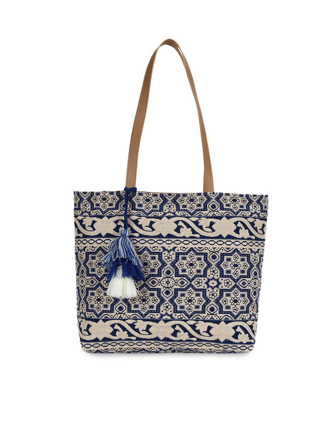 Anekaant Blue & Off-White Self Design Shoulder Bag Price in India